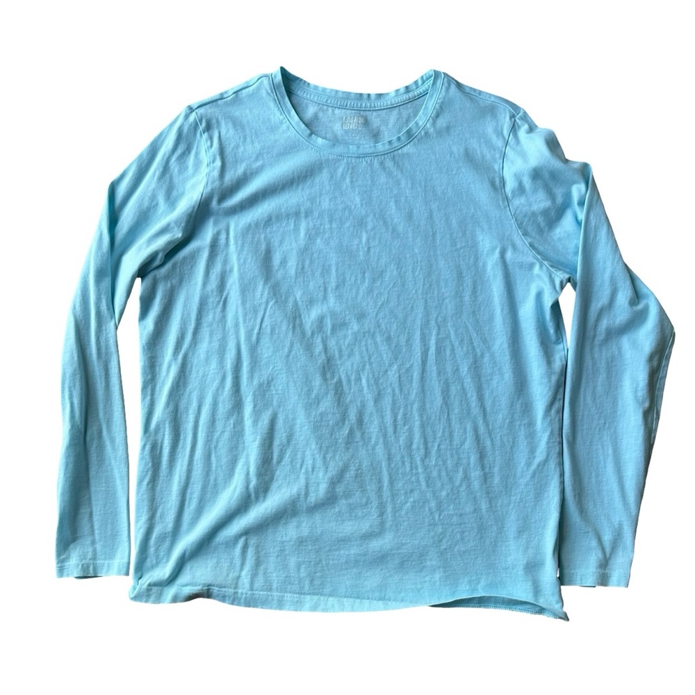 Lands' End Blue Relaxed Long Sleeve T-Shirt
